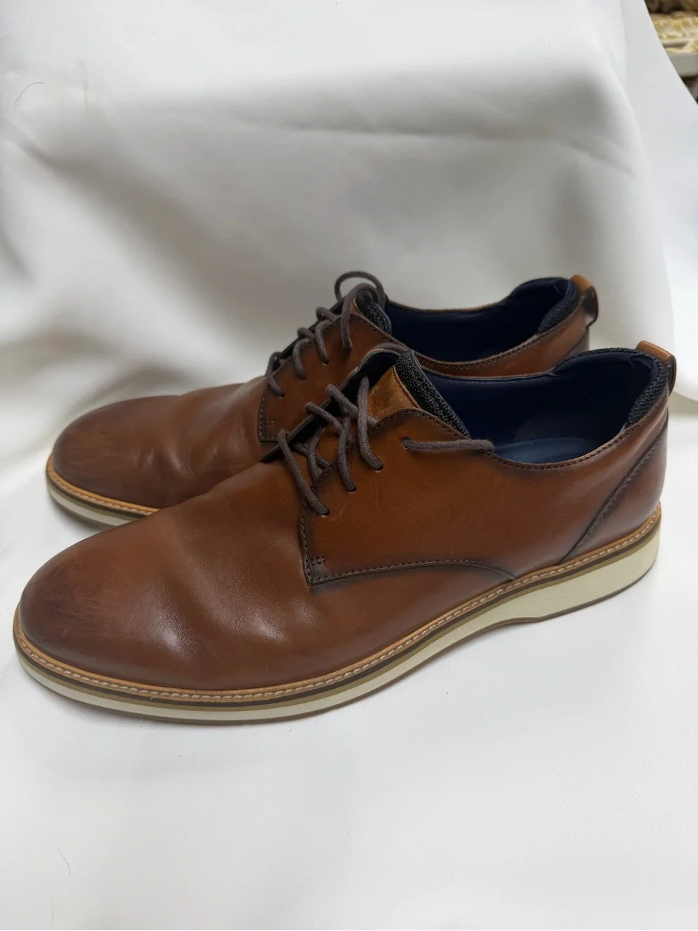 Cole Haan Brown Leather Derby Shoes with Contrast Sole